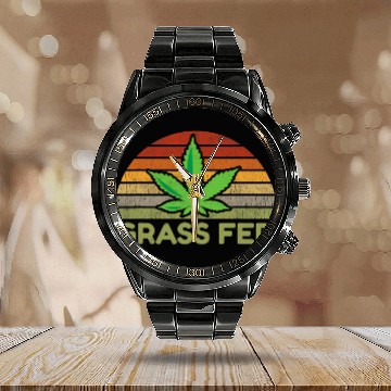 Discover Grass Fed Hemp Farmer Weed Cannabis Marijuana Calendar Steel Band Watch