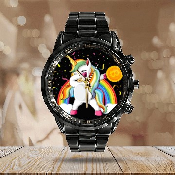 Discover Dabbing Unicorn Bitcoin Sarcastic Cryptocurrency Calendar Steel Band Watch