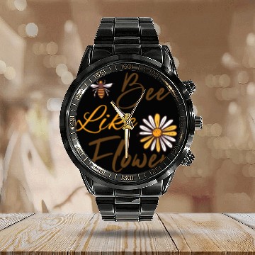 Discover Bee like a flower Honey bee Calendar Steel Band Watch