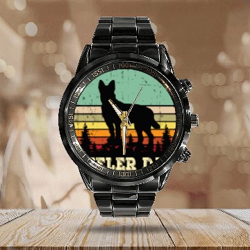 Discover Australian Cattle Dog Red Blue Pet Heeler Dad Cute Calendar Steel Band Watch