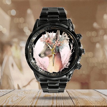 Discover Watercolor Kangaroo Flower Crown Australian Animal Calendar Steel Band Watch