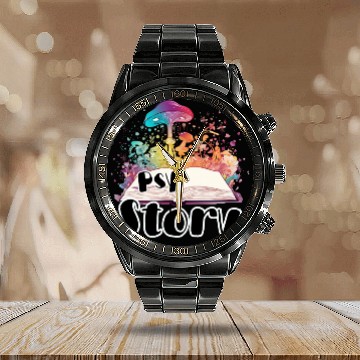 Discover Psy Story A Psychedelic Journey Through the Pages Calendar Steel Band Watch