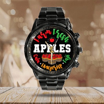 Discover Apple Picking Farmer Fall For Toddlers Kids Women Calendar Steel Band Watch