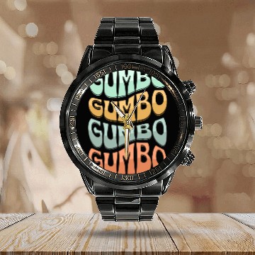 Discover Gumbo Cajun Food Soup Lover Calendar Steel Band Watch