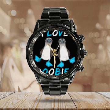 Discover I Love Boobies Funny Booby Bird Calendar Steel Band Watch