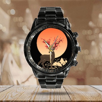 Discover Sakura Deer Spirit Sika Deer Spirit Oriental Calendar Steel Band Watch