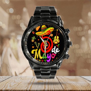 Discover Cinco De Mayo Fiesta Surprise Camisa 5 De Mayo Calendar Steel Band Watch