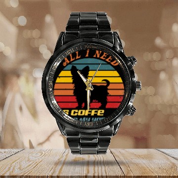 Discover all i need is coffee and my yorkie Calendar Steel Band Watch