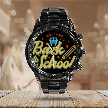 Discover Welcome Back To School School Bus Driver Calendar Steel Band Watch