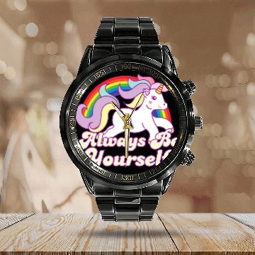 Discover LGBT CSD Be Yourself Gay Lesbian Pride Unicorn Calendar Steel Band Watch