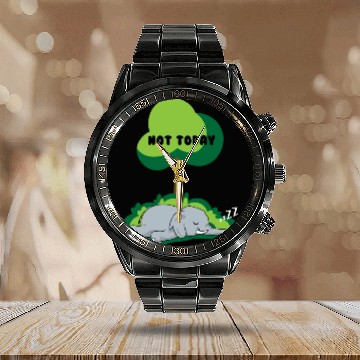 Discover Funny Elephant Nope Not Today Sweet Saying Calendar Steel Band Watch