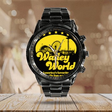 Discover Walley World Tourist Calendar Steel Band Watch