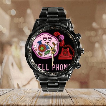 Discover Science Jokes Chemistry Chemist Experiment Cell Ph Calendar Steel Band Watch