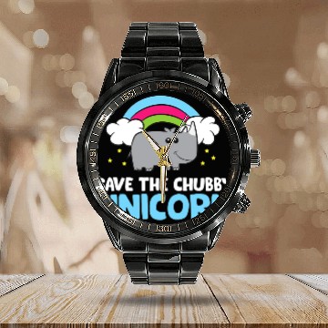 Discover Save The Chubby Unicorn Rhinoceros Cute Rhino Calendar Steel Band Watch