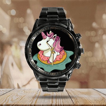 Discover Unicorn Swimming Calendar Steel Band Watch