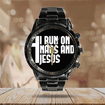 Discover I Run On Naps And Jesus Calendar Steel Band Watch