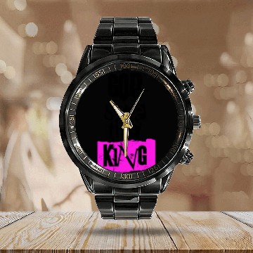 Discover God Save The King Charles British Royal Punk Calendar Steel Band Watch
