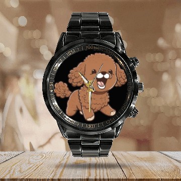 Discover Poodle Calendar Steel Band Watch
