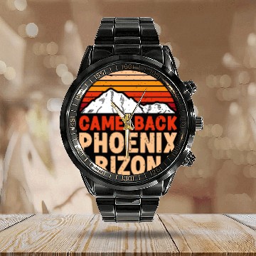 Discover Phoenix Arizonna Mountain fan Summit Climbing Calendar Steel Band Watch