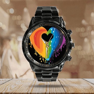 Discover LGBTQ+ Allies: Rainbow Heart, Celebrating Calendar Steel Band Watch