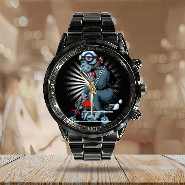 Discover Gorilla Monkey Bike Calendar Steel Band Watch