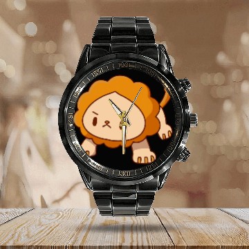 Discover lion pushups kawaii pissed angry without a mat Calendar Steel Band Watch