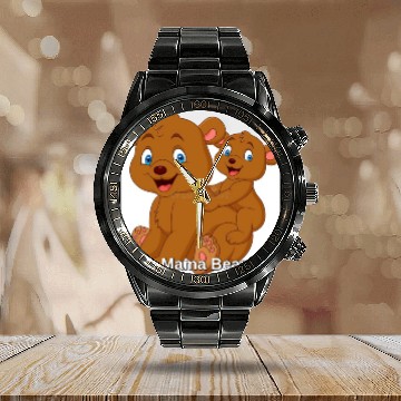 Discover HAPPY Mother's Day Calendar Steel Band Watch, Mama Bear