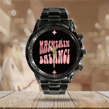 Discover Light Pink Dark Pink Typecentric Psychedelic Calendar Steel Band Watch