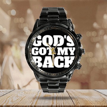 Discover God's Got My Back Christian Faith Believer Jesusje Calendar Steel Band Watch