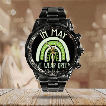 Discover Mental Health Matters We Wear Green Awareness Calendar Steel Band Watch