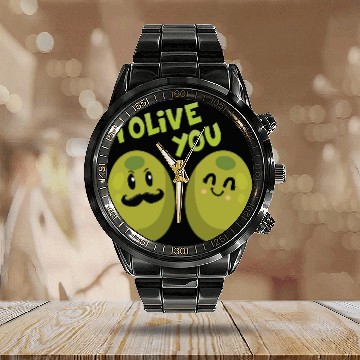 Discover Green Olives Valentine Olive You Calendar Steel Band Watch