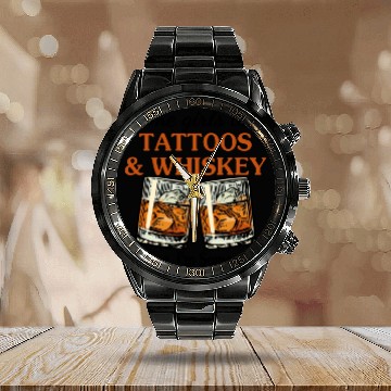 Discover Some Girls Like Tattoos & Whiskey It's Me Calendar Steel Band Watch