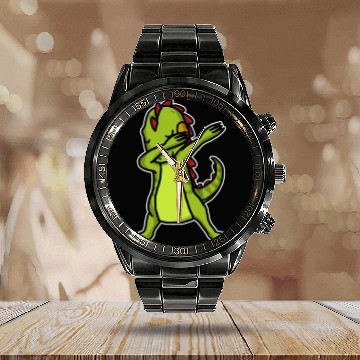 Discover Funny Dabbing Iguana Dab Dance Reptile Lover Calendar Steel Band Watch