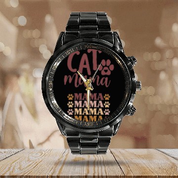 Discover Cat Mama Cute Cat Lovers Calendar Steel Band Watch