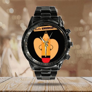 Discover HELLO KINDERGARTEN - A Pencil has a heart Calendar Steel Band Watch