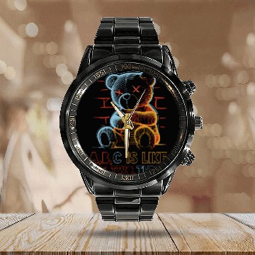 Discover Neon Teddy Bear Calendar Steel Band Watch