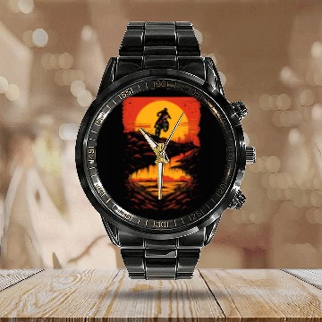 Discover Dirt Bike Jumping Dirt Mound Motorcycle Biker Calendar Steel Band Watch