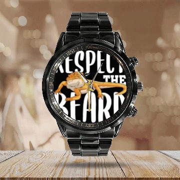 Discover RESPECT THE BEARD Gifts Reptile Lover Keeper Calendar Steel Band Watch