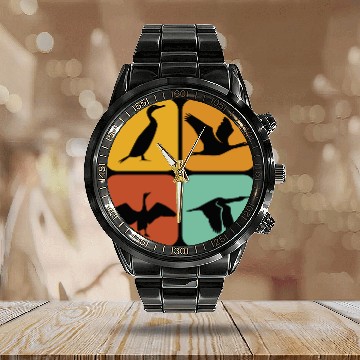 Discover Retro Cormorant Birds I Aesthetic I Cormorant Bird Calendar Steel Band Watch