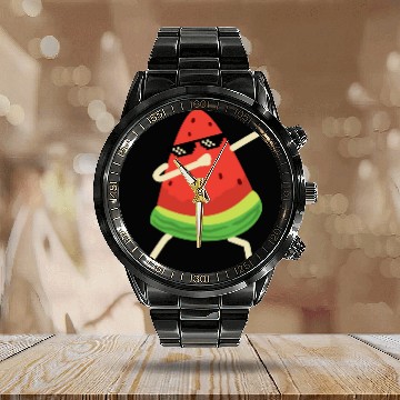 Discover Dabbing Watermelon Melon summer Fruit Lover Calendar Steel Band Watch