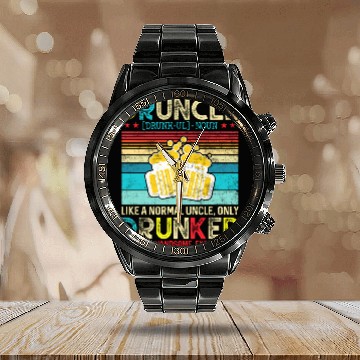Discover Druncle Defintion Beer Lover Uncle Retro Vintage Calendar Steel Band Watch