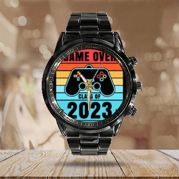 Discover Game Over Class of 2023 Video Games Vintage Calendar Steel Band Watch