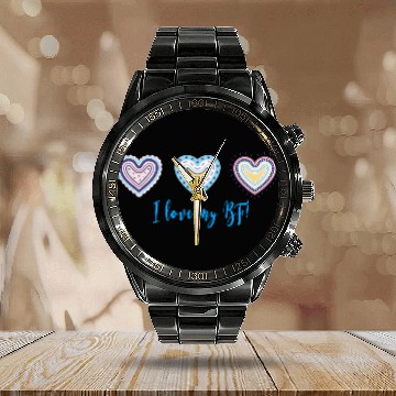 Discover I Love My Bf Modern Boho Style Calendar Steel Band Watch