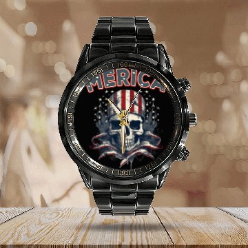 Discover USA Independence Day 4th of July Labor Day Calendar Steel Band Watch