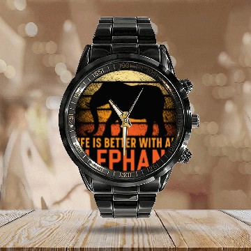 Discover Elephant Lover Wildlife Animal Zoo Zookeeper Calendar Steel Band Watch
