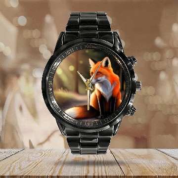 Discover Logo Fox Calendar Steel Band Watch