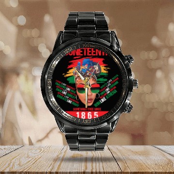 Discover Juneteenth Honoring the Struggle Embracing Freedom Calendar Steel Band Watch