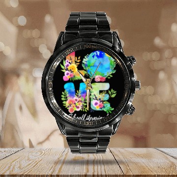 Discover School Librarian Love World Earth Day Save The Pla Calendar Steel Band Watch