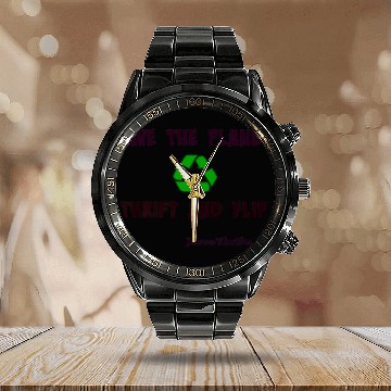 Discover Save The Planet Thrift And Flip Light Colors Calendar Steel Band Watch