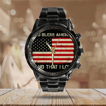 Discover Old American Flag God Bless America Land That I Lo Calendar Steel Band Watch